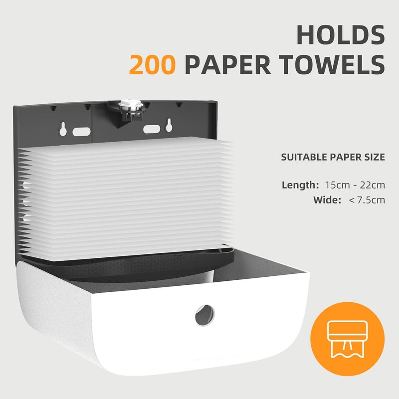 Bertreno Commercial Paper Towel Dispenser Wall Mount Paper Towel Holder Large Capacity C Fold Hand Towel Dispenser Bathroom Tissue Dispenser (White) - Image 3